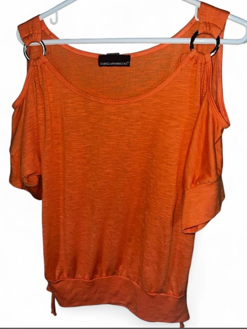 Isabella Rodriguez Bright Orange Cold-Shoulder Top with Ring Straps